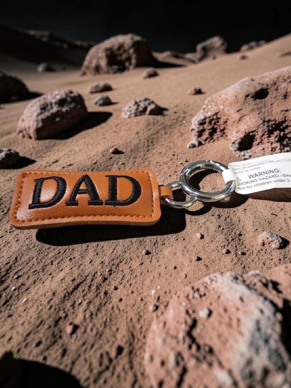 DAD Embroidered Faux Leather Keychain